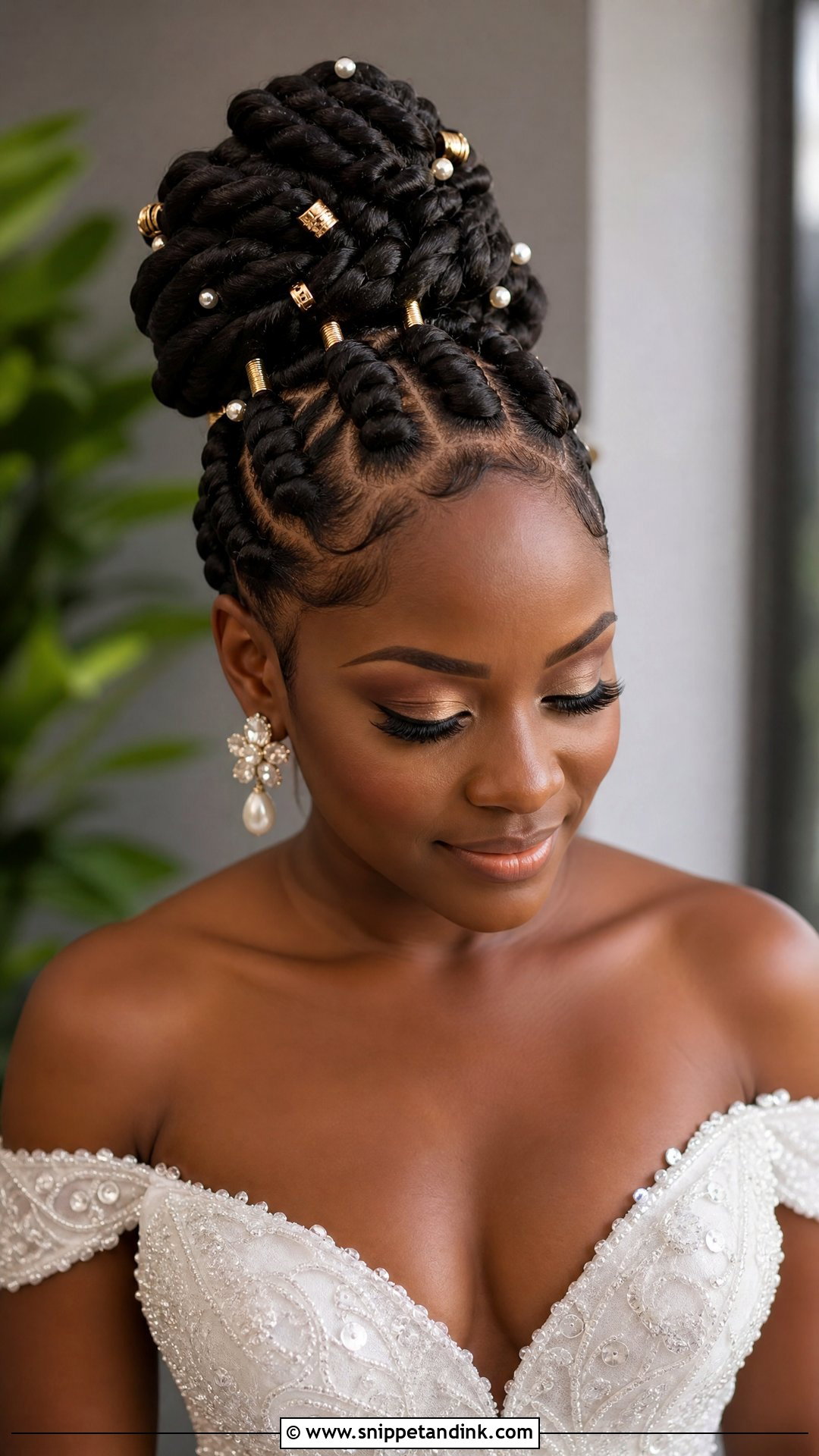 Goddess Braids Updo for Black Brides - Snippet and Ink - 20 Black Bridal Hair Ideas
