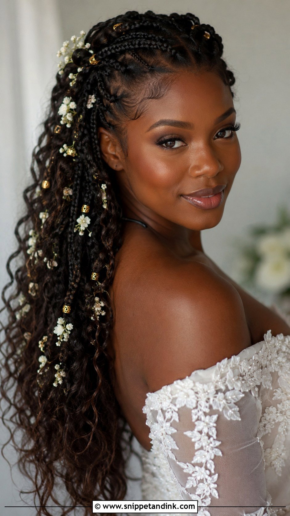 Goddess Braids With Flowing Hair - Snippet and Ink - 25 Fairy Wedding Hair Ideas