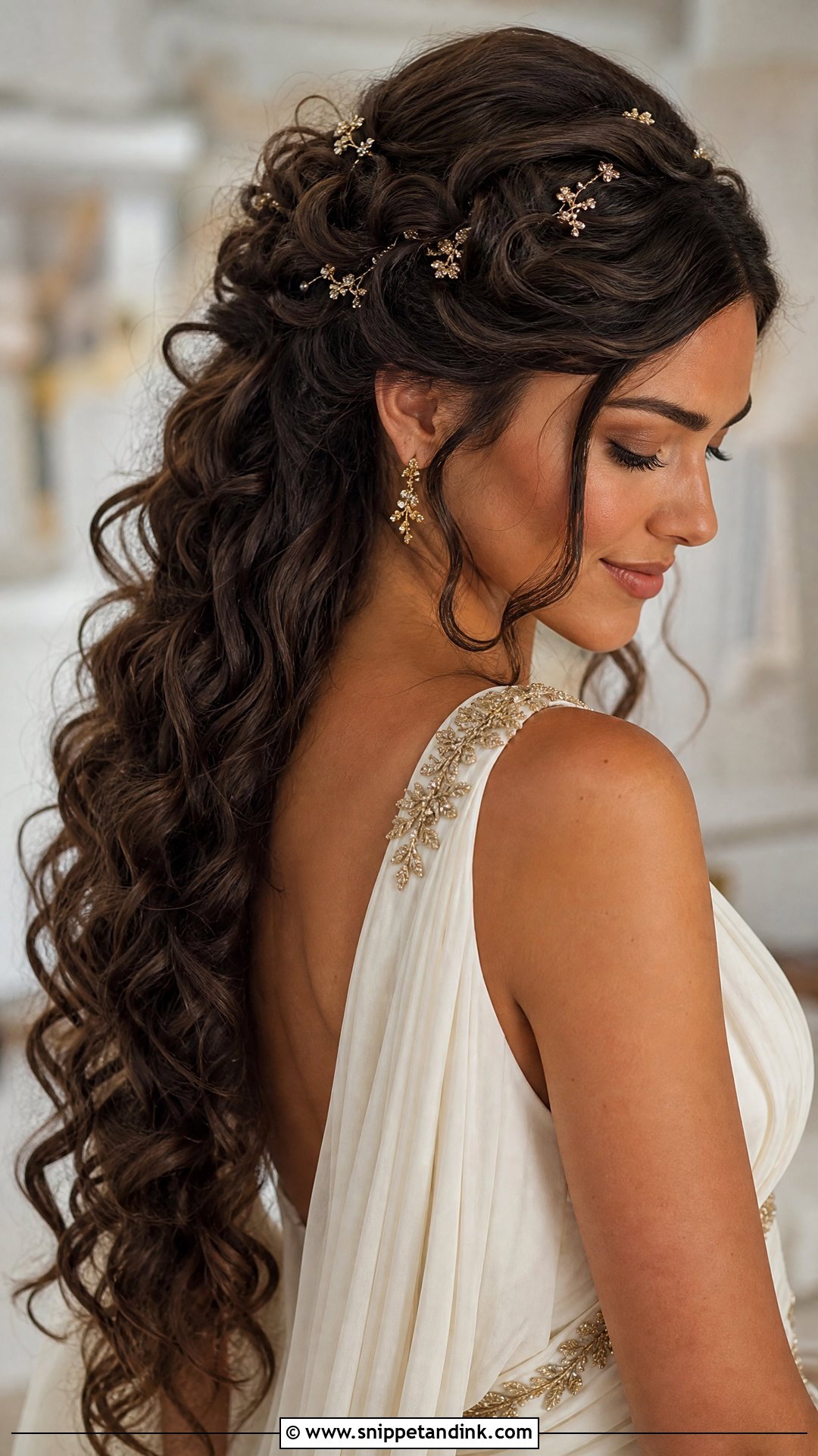 Goddess Wedding Hairstyle With Half Up Curls - Snippet and Ink - 15 Fantasy Wedding Hairstyles