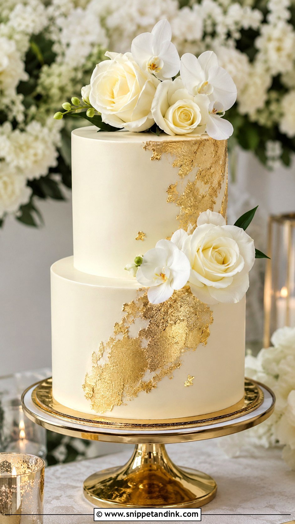 Gold 2 Layer Wedding Cake - Snippet and Ink - 20 2 Layer Wedding Cake Ideas