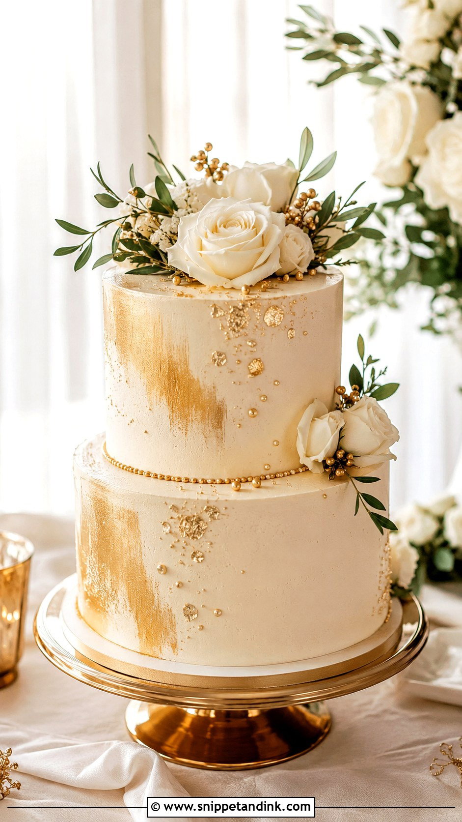 Gold 2 Tier Wedding Cake - Snippet and Ink - 20 2 Tier Wedding Cakes