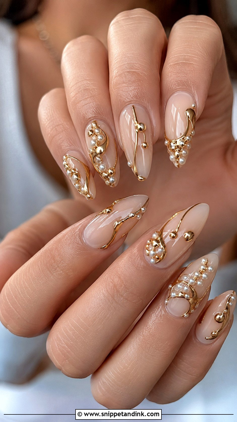 Gold 3D Bridal Nails - Snippet and Ink - 20 Gold Bridal Nails