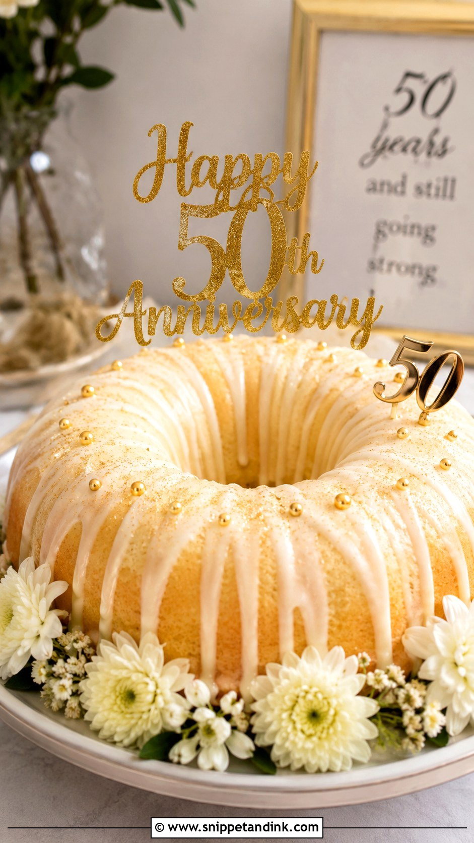 Gold 50th Anniversary Bundt Cake - Snippet and Ink - 20 Gold 50th Anniversary Cakes