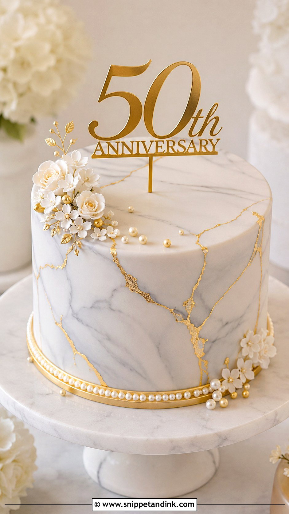 Gold 50th Anniversary Marble Cake - Snippet and Ink - 20 Gold 50th Anniversary Cakes