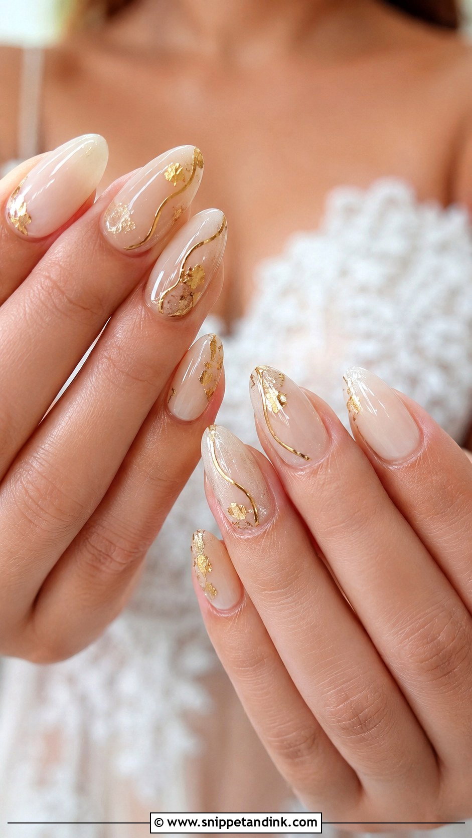Gold Accent Acrylic Nails For Bride - Snippet and Ink - 20 Acrylic Nails for the Bride Wedding