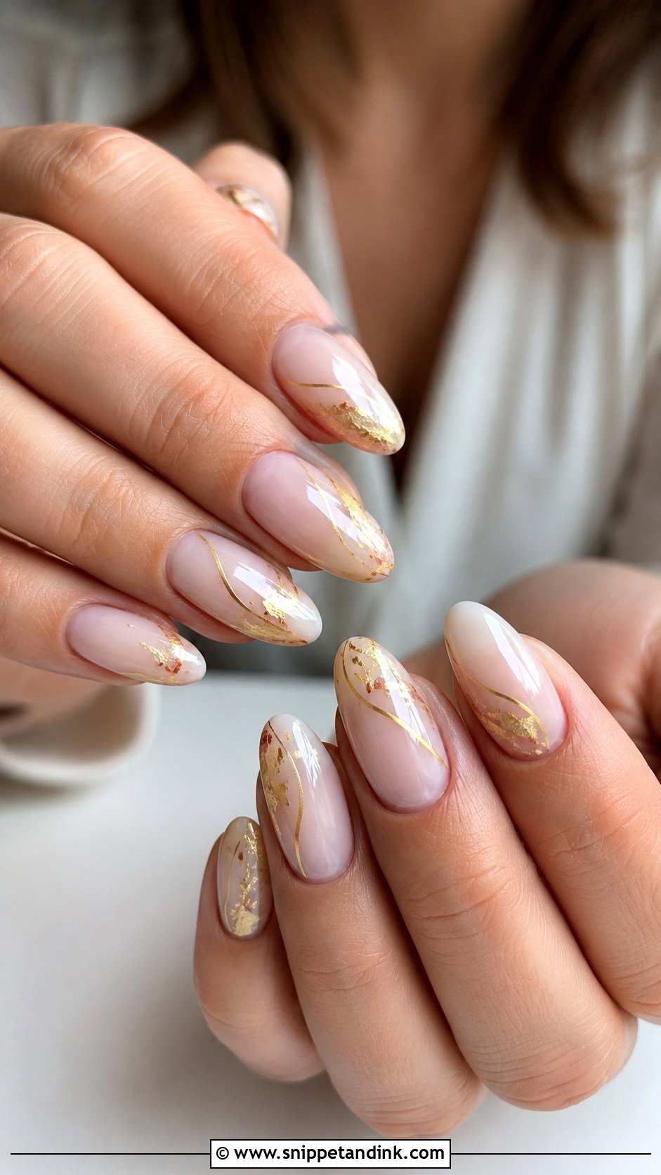Gold Accent Acrylic Wedding Nails - Snippet and Ink - 20 Acrylic Wedding Day Nails for Bride