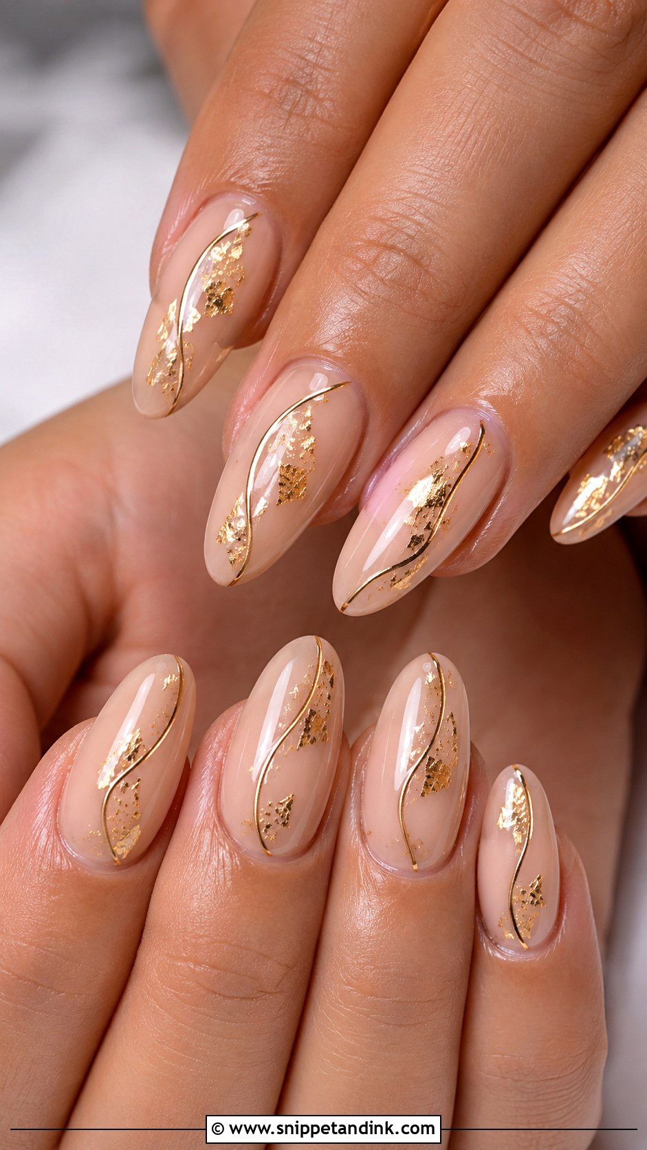 Gold Accent Acrylic Wedding Nails - Snippet and Ink - 20 Acrylic Nails for Wedding
