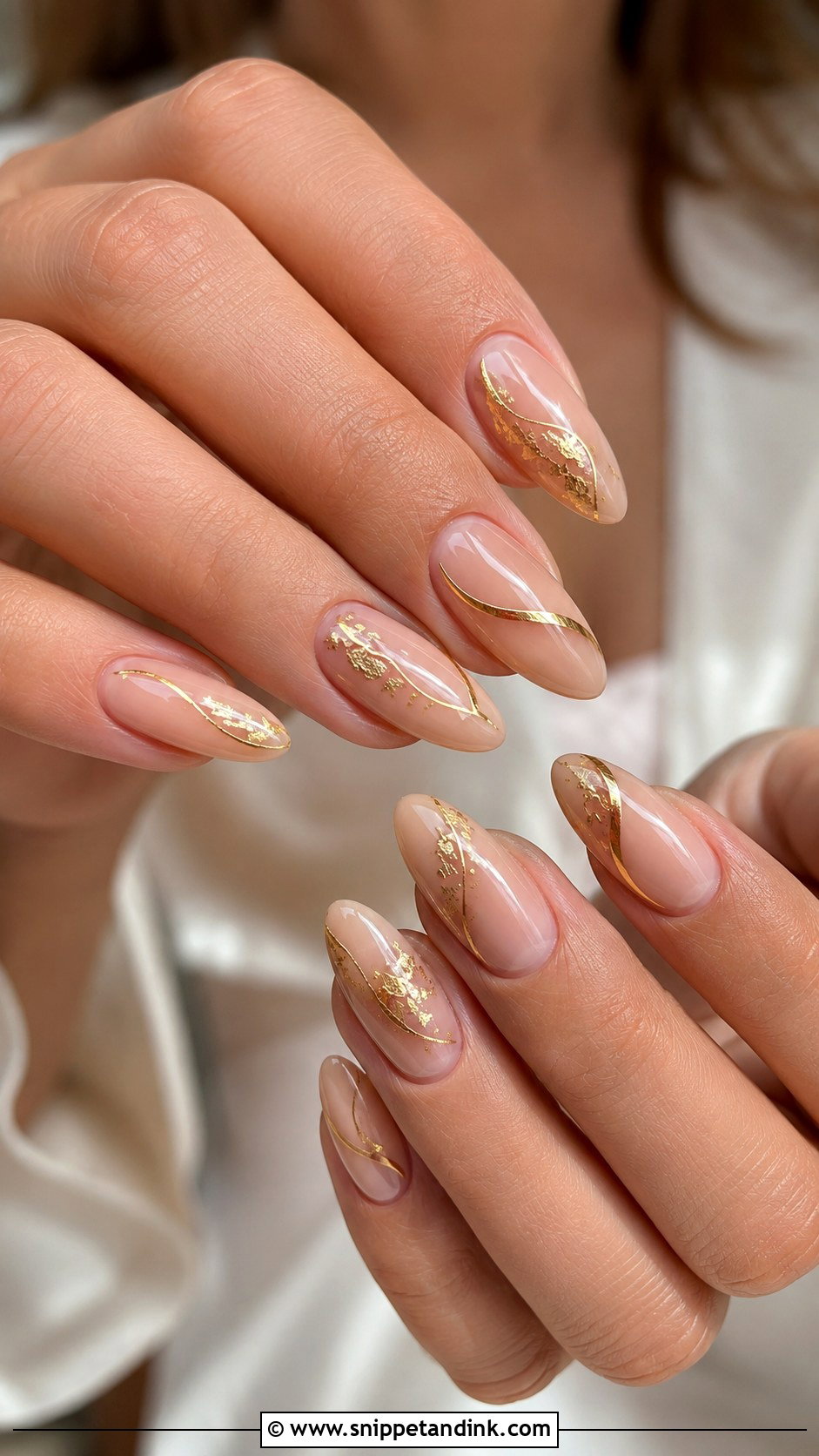 Gold Accent BIAB Wedding Nails - Snippet and Ink - 20 Wedding Nails BIAB