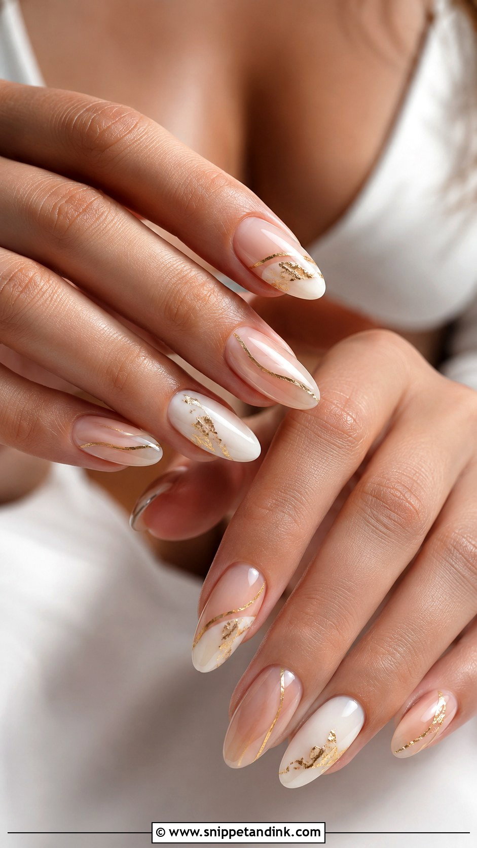 Gold Accent Bachelorette Nails For Bride - Snippet and Ink - 30 Bachelorette Nails the Bride