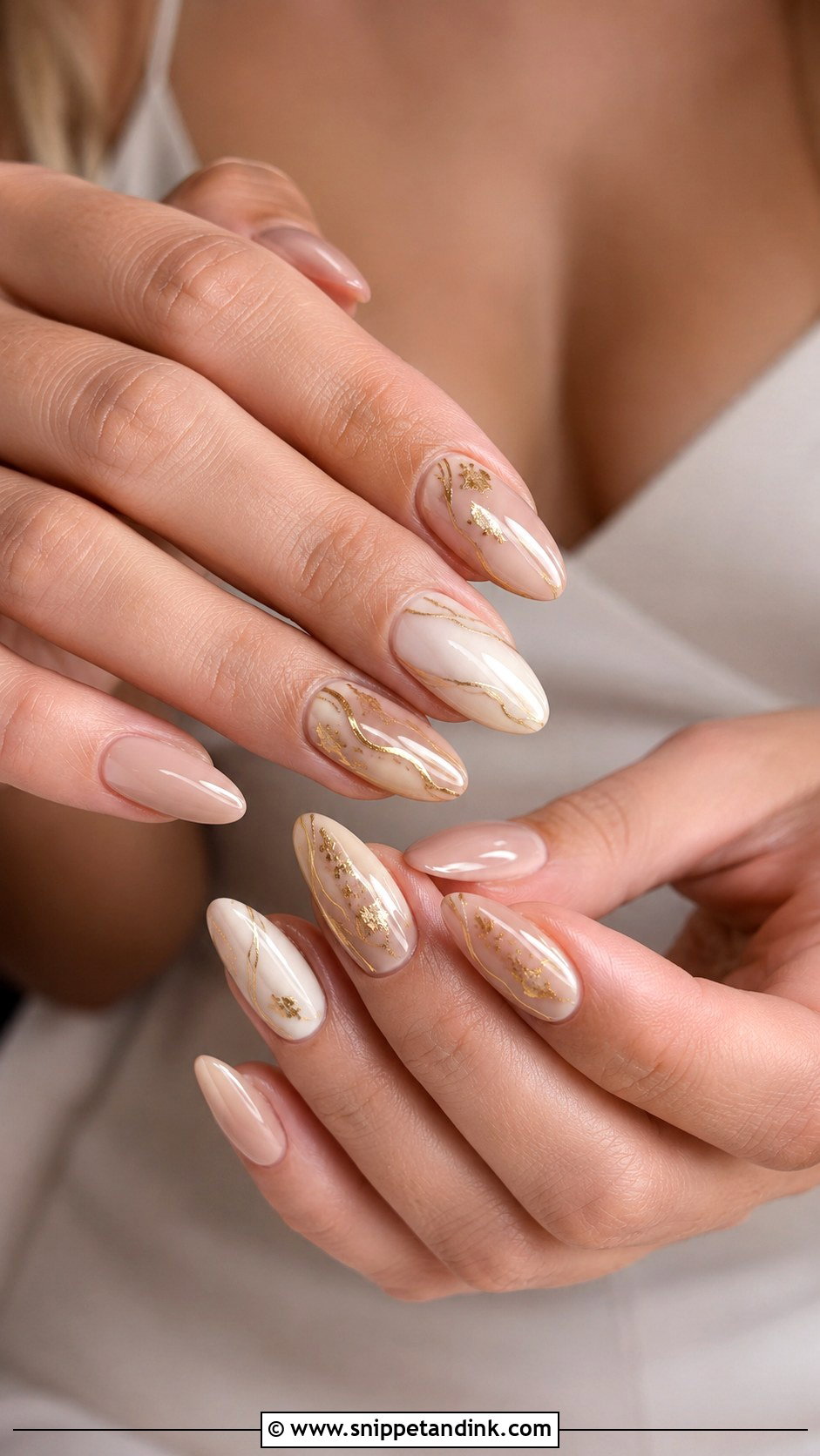 Gold Accent Bridal Dip Nails - Snippet and Ink - 20 Bridal Dip Nails