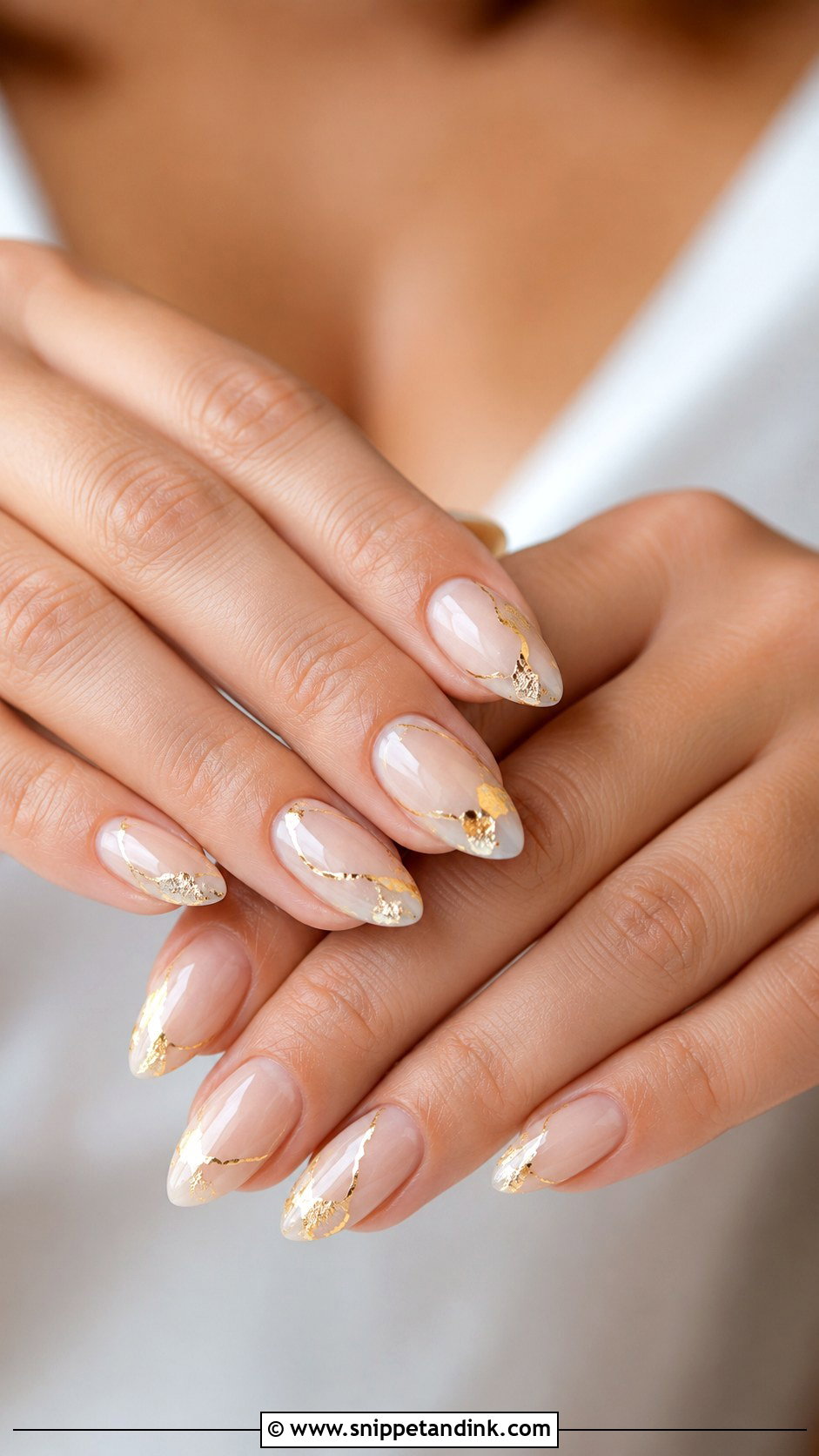 Gold Accent Bridal Nails - Snippet and Ink - 20 Cute Bridal Nails