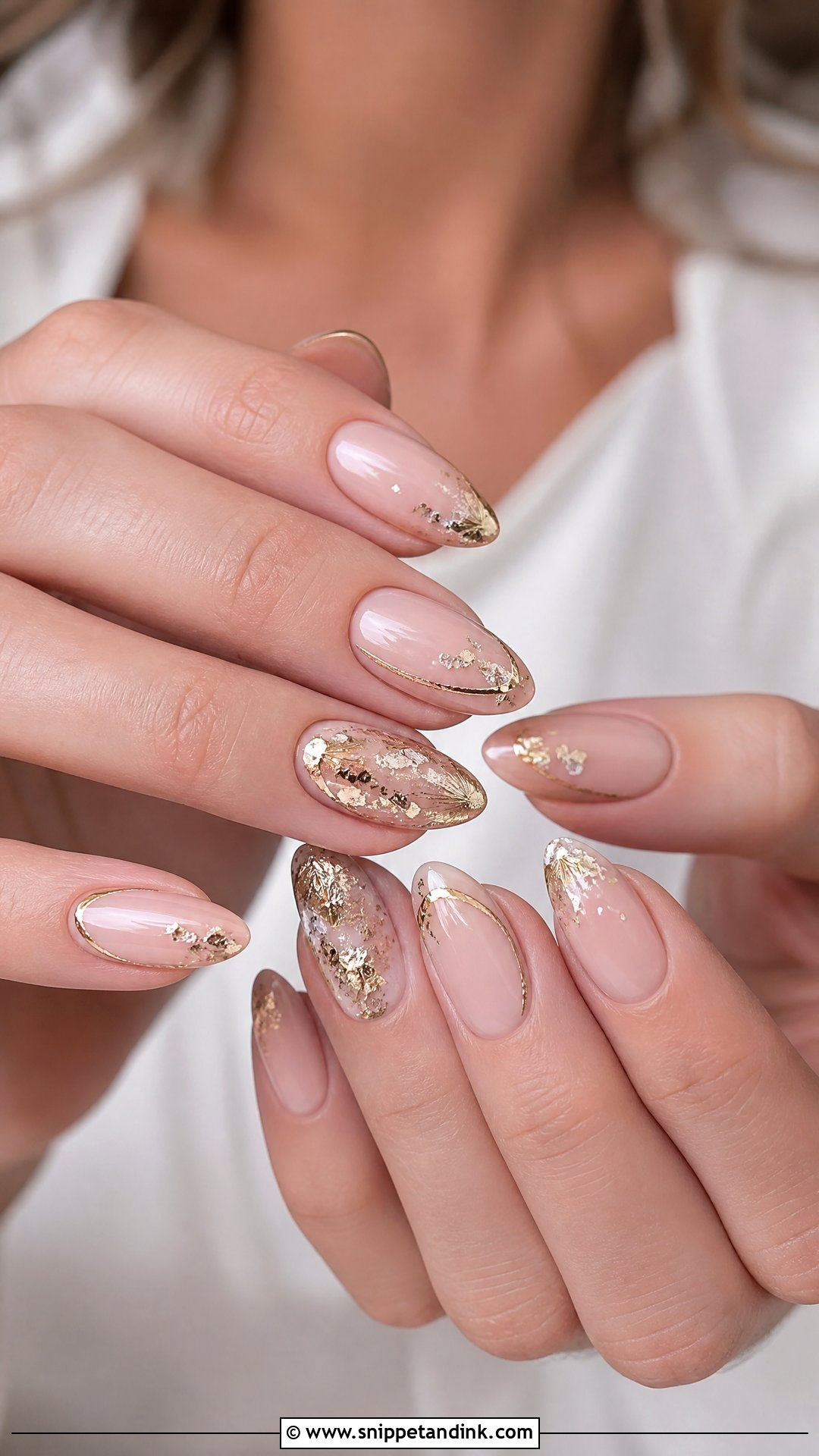Gold Accent Bridal Nails - Snippet and Ink - 35 Bridal Nails Wedding