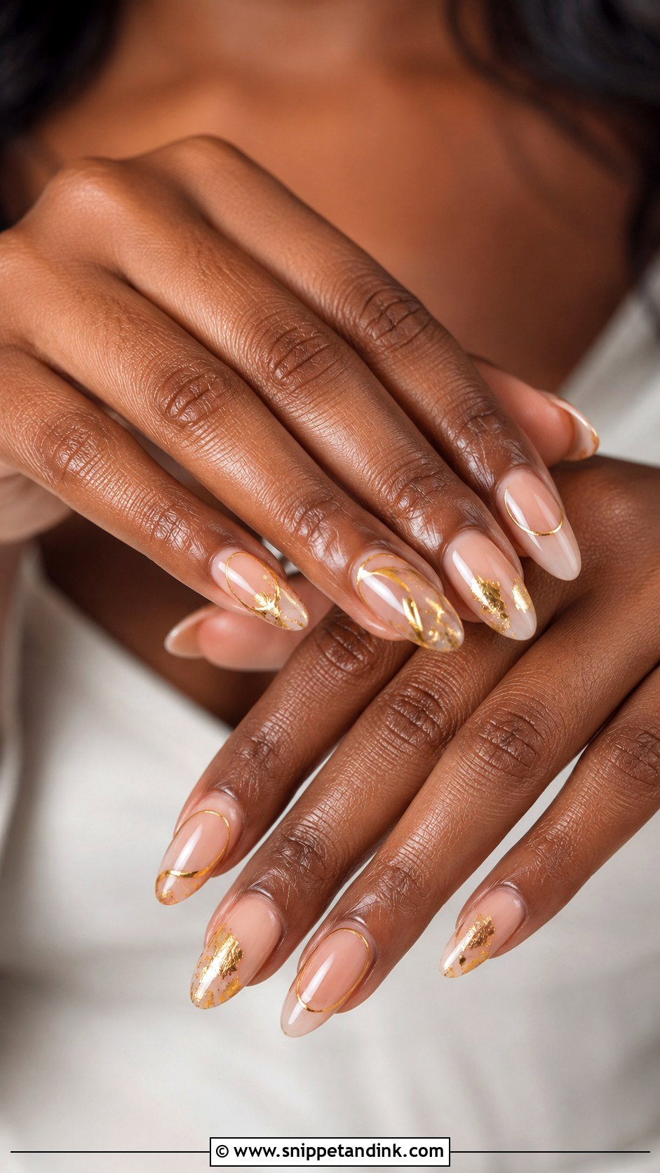 Gold Accent Bridal Nails For Black Women - Snippet and Ink - 20 Bridal Nails Black Women