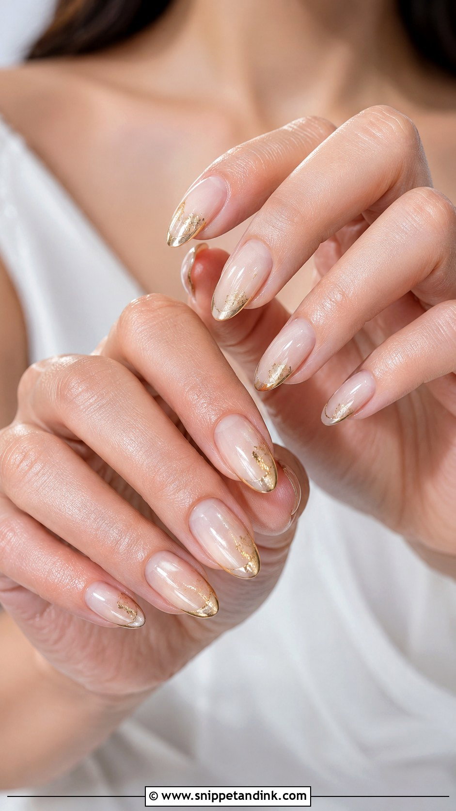 Gold Accent Bridal Press On Nails - Snippet and Ink - 20 Bridal Press on Nails