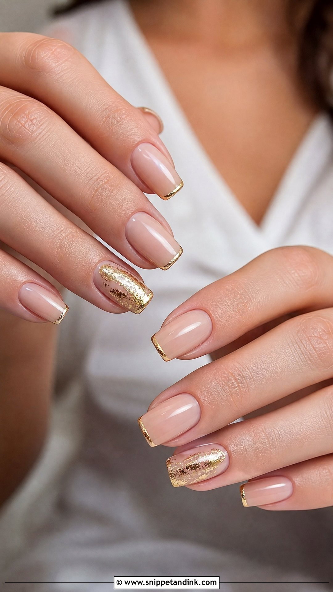 Gold Accent Bride Nails - Snippet and Ink - 25 Elegant Gold Bride Wedding Nails