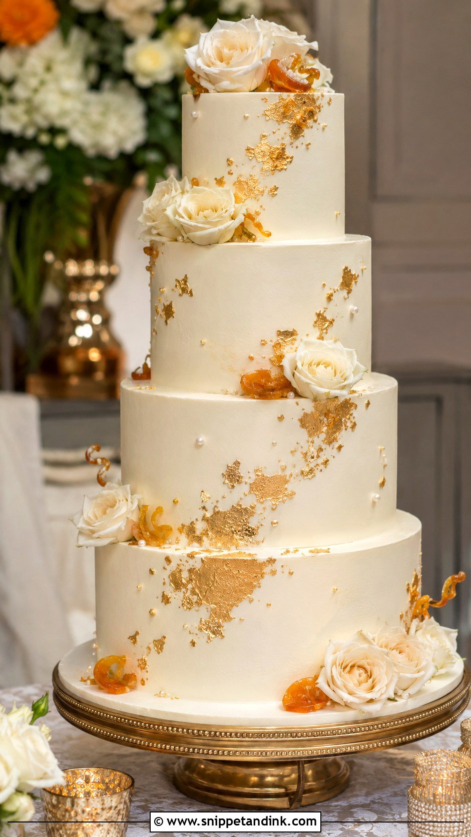 Gold Accent Casata Wedding Cake - Snippet and Ink - 20 Casata Cake Ideas for Wedding