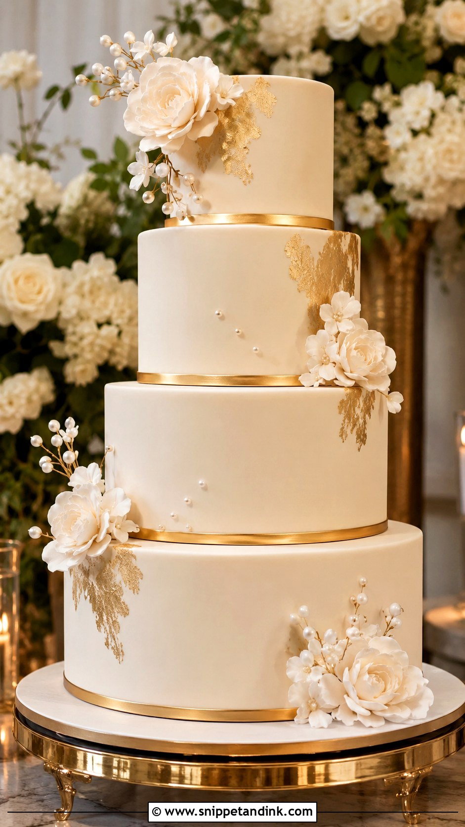 Gold Accent Dummy Wedding Cake - Snippet and Ink - 20 Dummy Cake Designs for Wedding