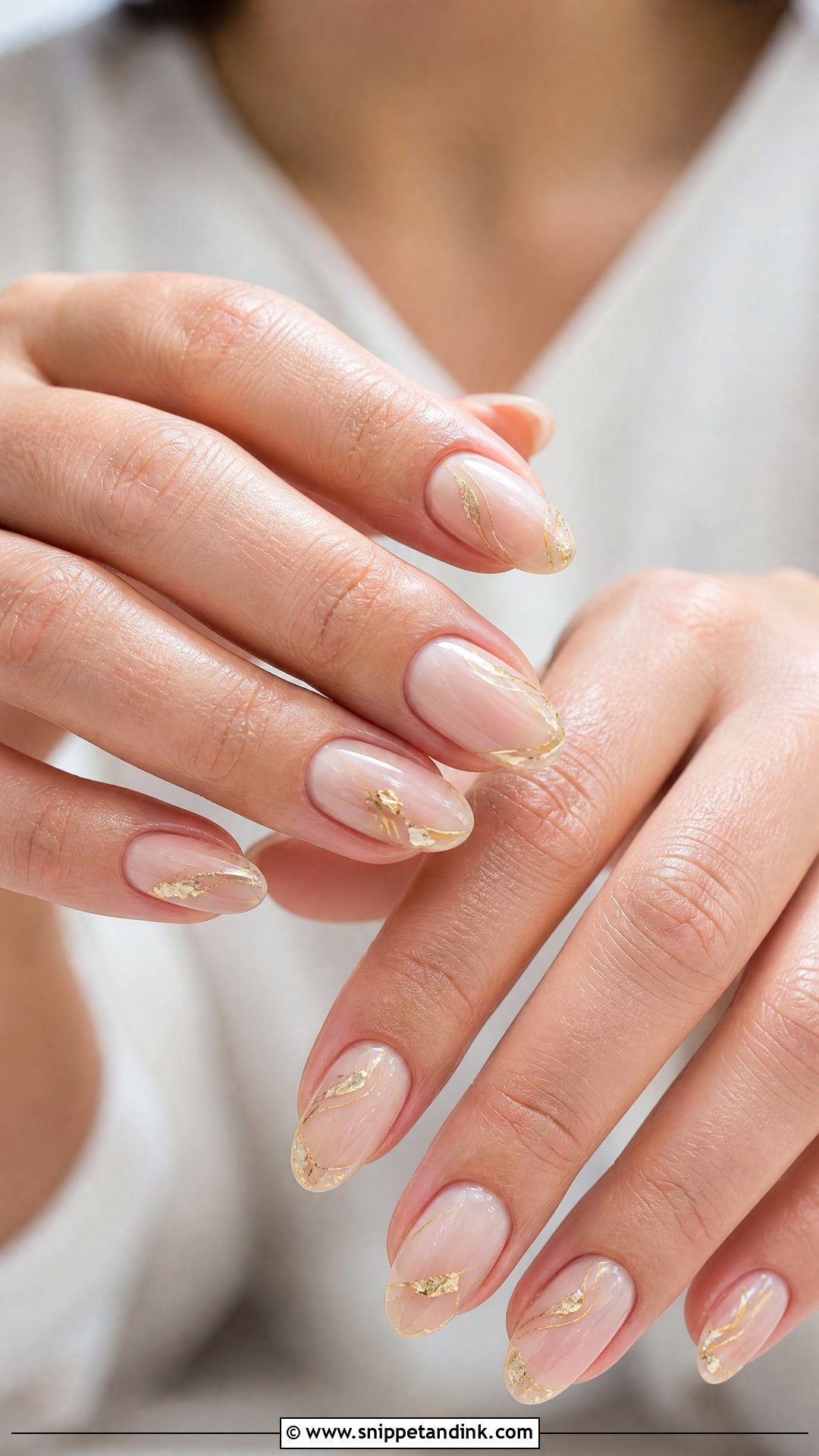 Gold Accent Engagement Nails - Snippet and Ink - 35 Engagement Nails Ideas
