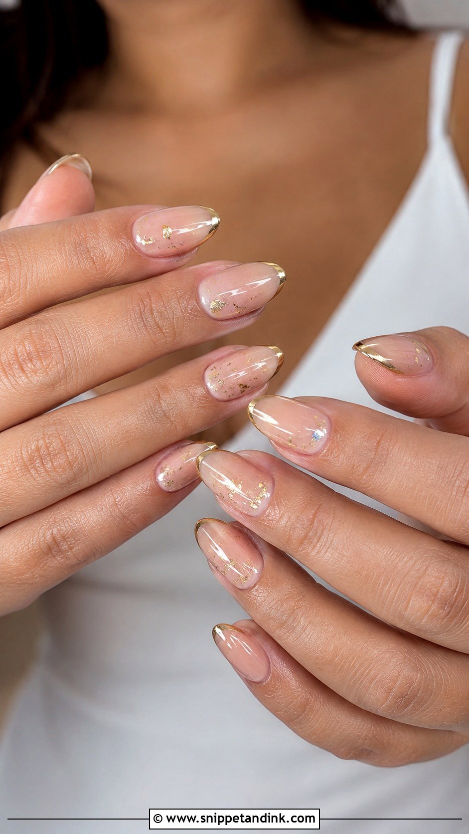 Gold Accent Gel X Wedding Nails - Snippet and Ink - 20 Gel X Wedding Nails