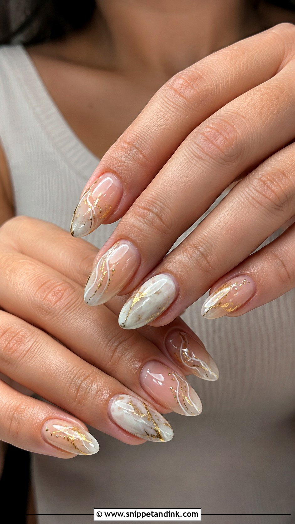 Gold Accent Honeymoon Nails - Snippet and Ink - 20 Honey Moon Nails