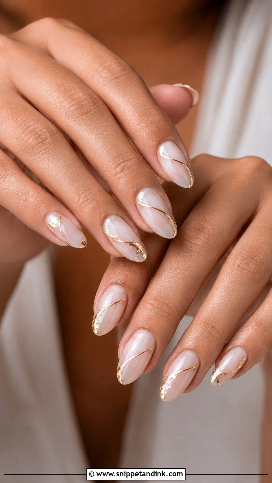 Gold Accent Press On Wedding Nails - Snippet and Ink - 20 Press on Wedding Nails