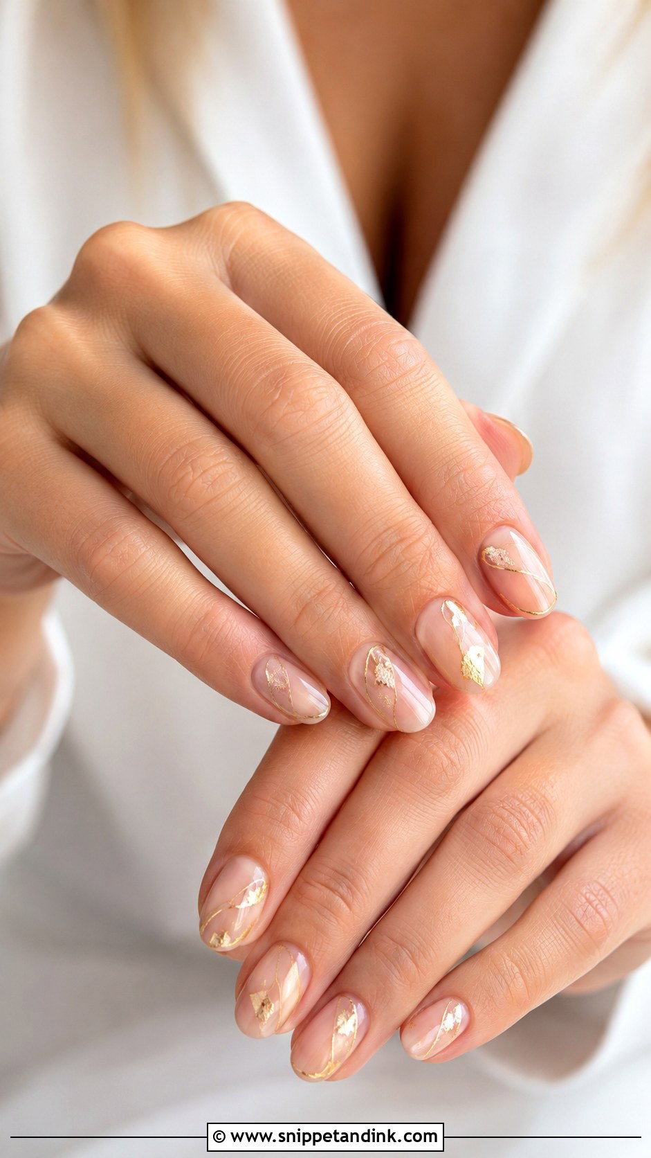 Gold Accent Round Wedding Nails - Snippet and Ink - 20 Round Wedding Nails