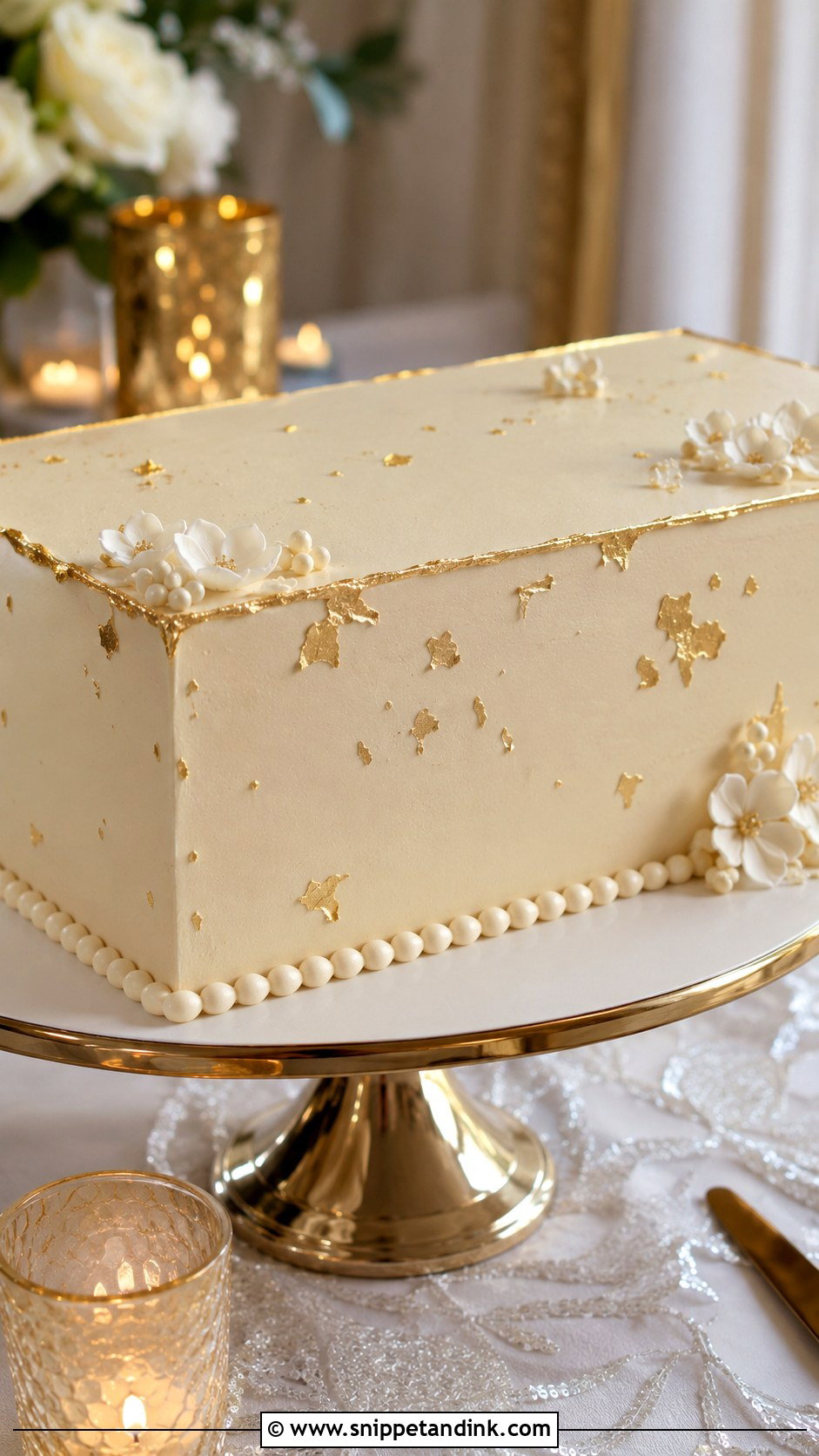 Gold Accent Sheet Cake For Wedding - Snippet and Ink - 20 Aesthetic Sheet Cake Ideas for Wedding