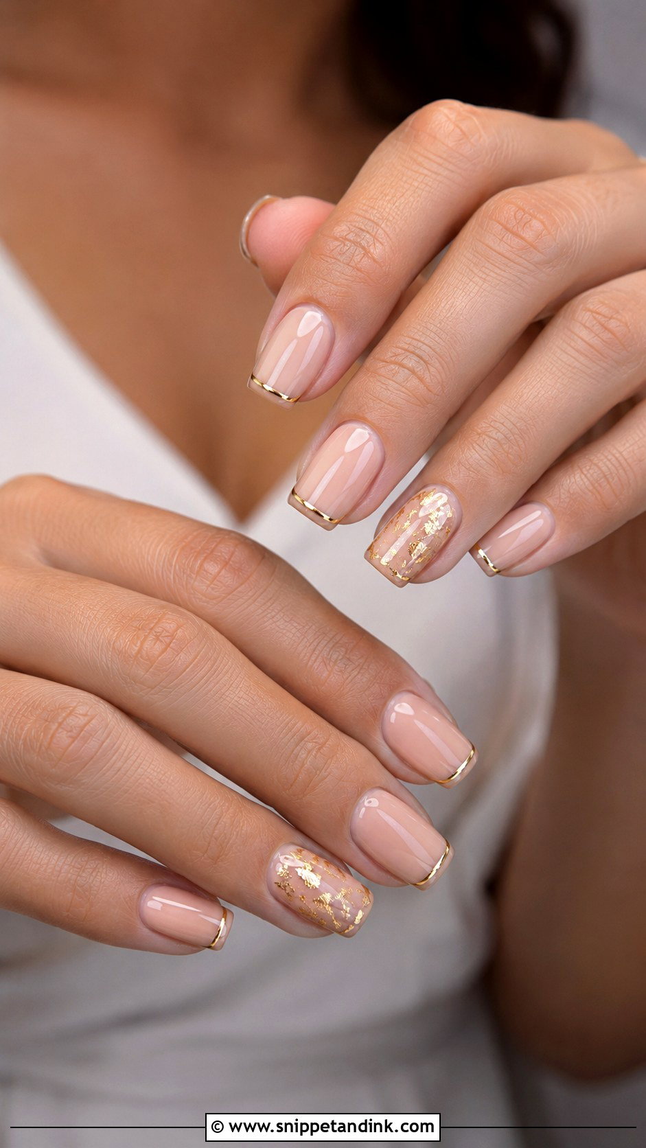 Gold Accent Square Wedding Guest Nails - Snippet and Ink - 20 Square Wedding Guest Nails