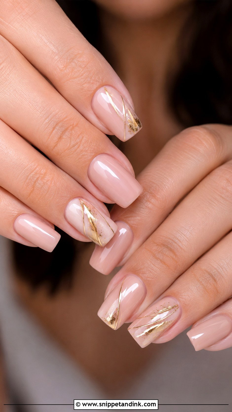 Gold Accent Square Wedding Nails - Snippet and Ink - 30 Wedding Nails Square