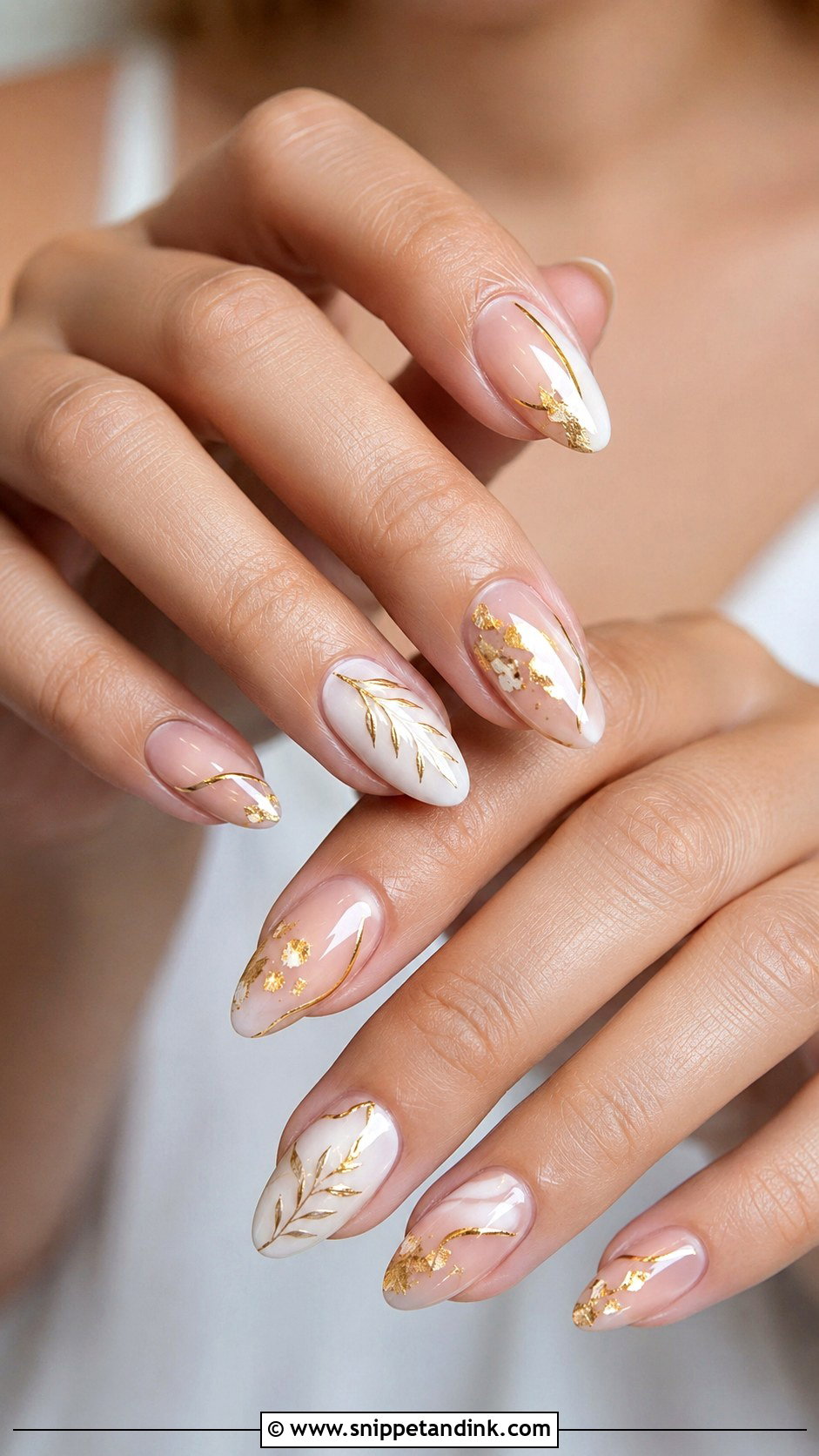 Gold Accent Tropical Wedding Nails - Snippet and Ink - 20 Tropical Wedding Nails
