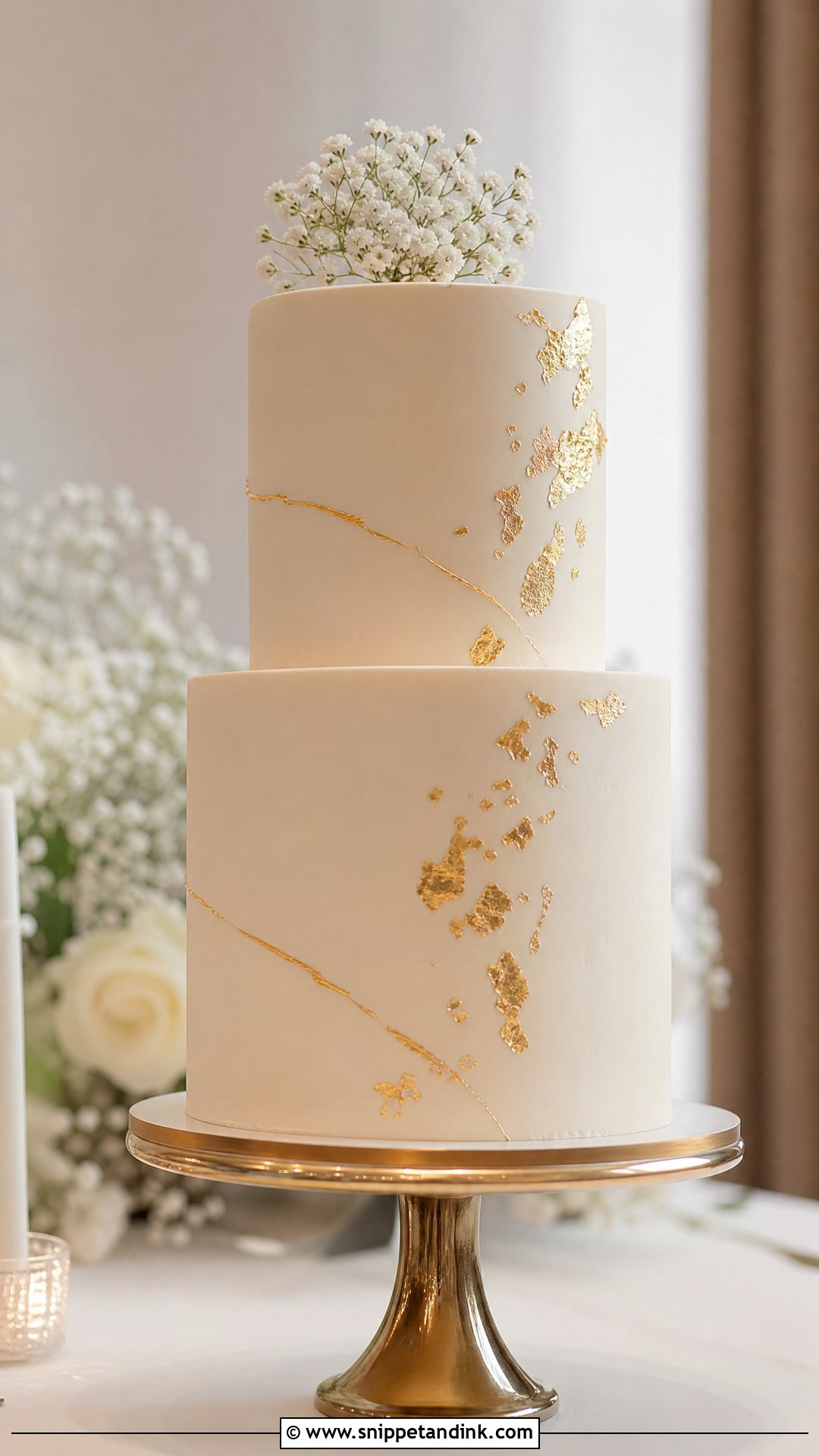 Gold Accent Wedding Cake - Snippet and Ink - 20 Minimal Wedding Cake Ideas