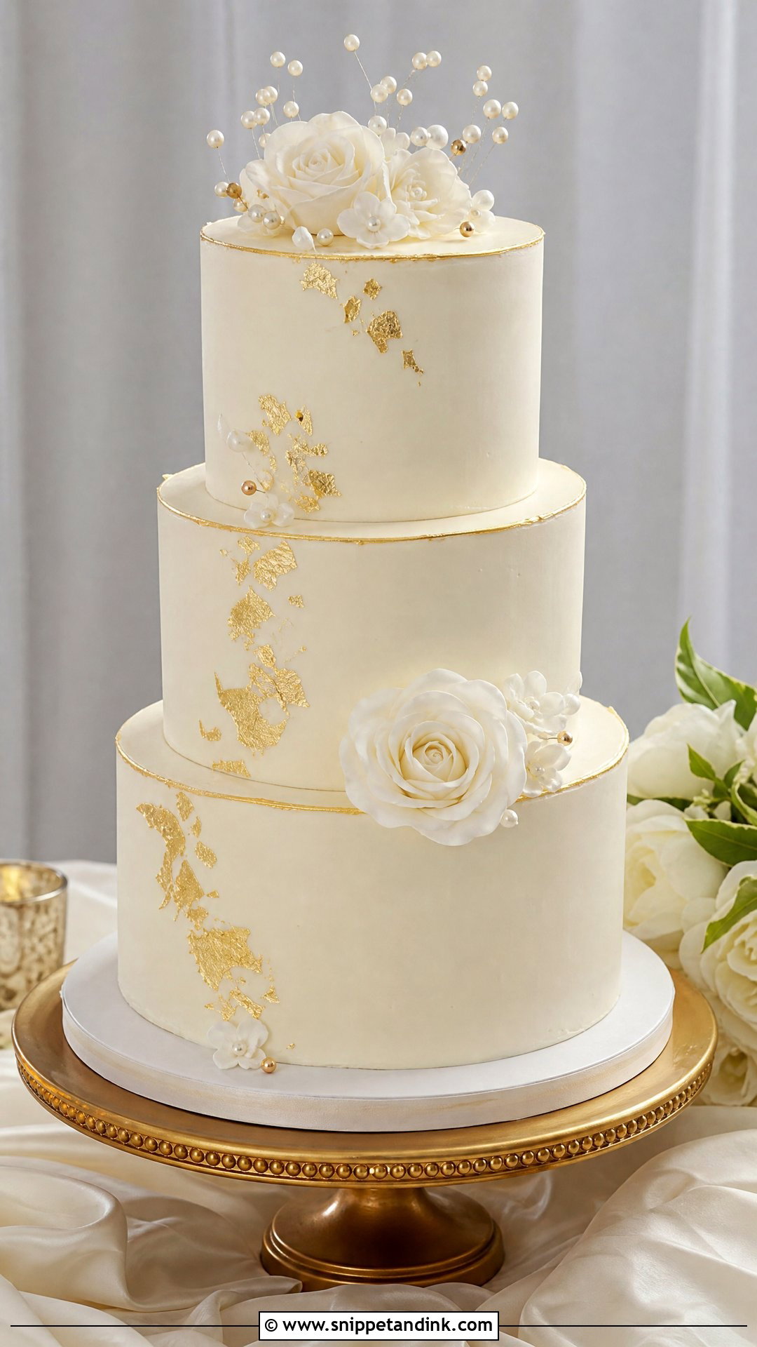 Gold Accent Wedding Cake - Snippet and Ink - 20 Nice Cake Ideas for Wedding
