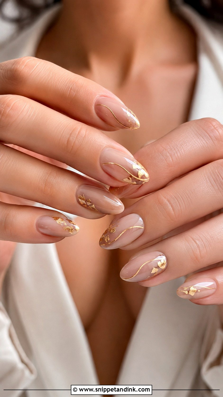 Gold Accent Wedding Guest Nails - Snippet and Ink - 20 Nail Designs for Wedding Guest