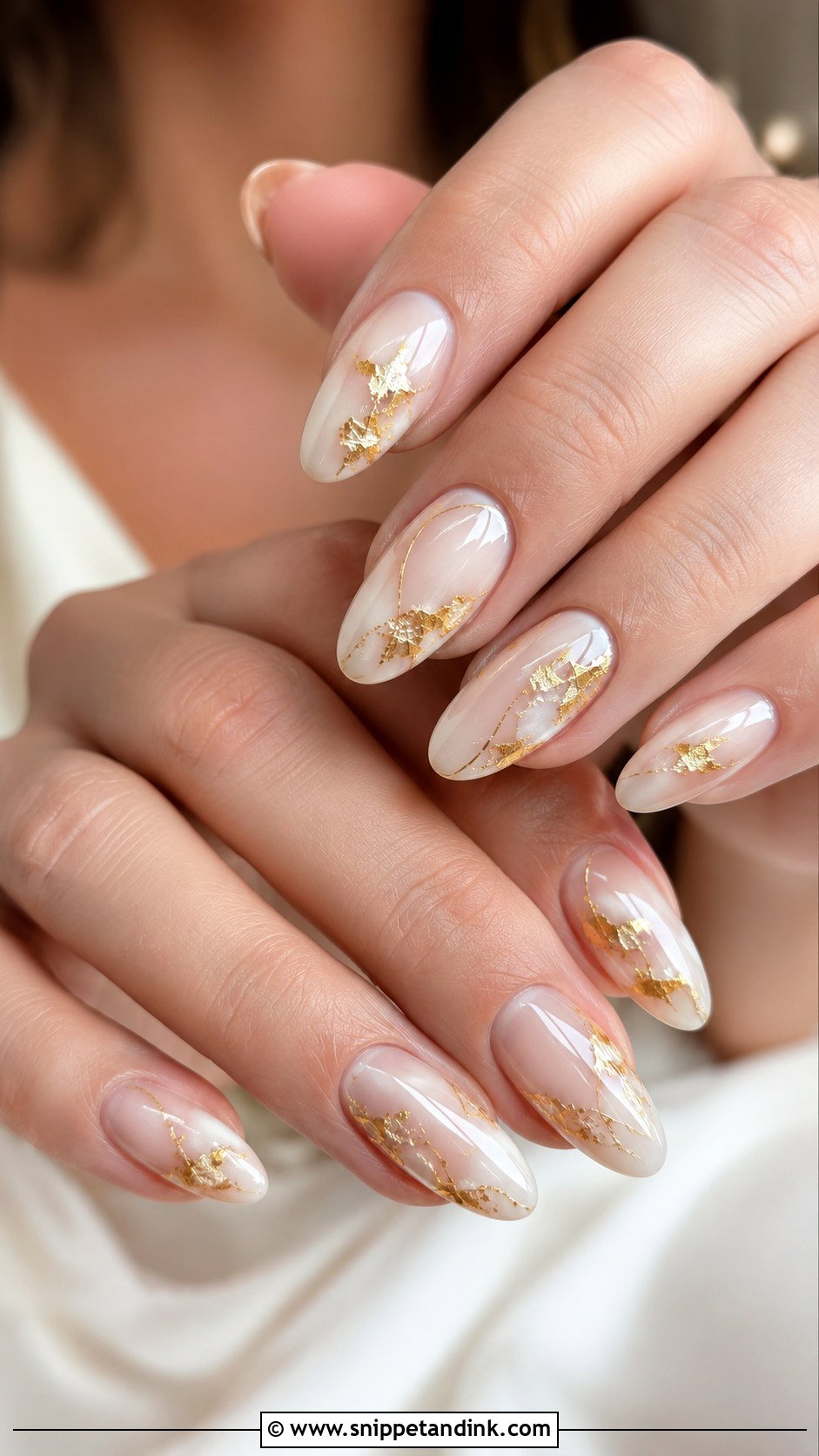 Gold Accent Wedding Nails - Snippet and Ink - 20 Wedding Nails Design the Bride