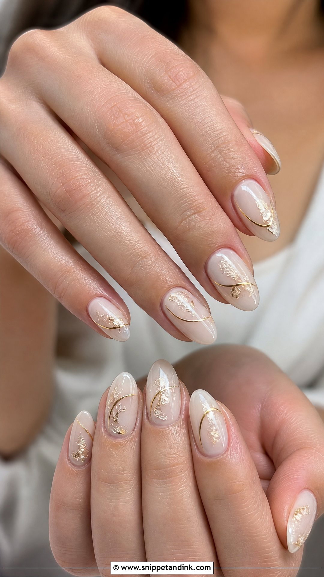 Gold Accent Wedding Nails - Snippet and Ink - 25 Nail Wedding for Bride Ideas