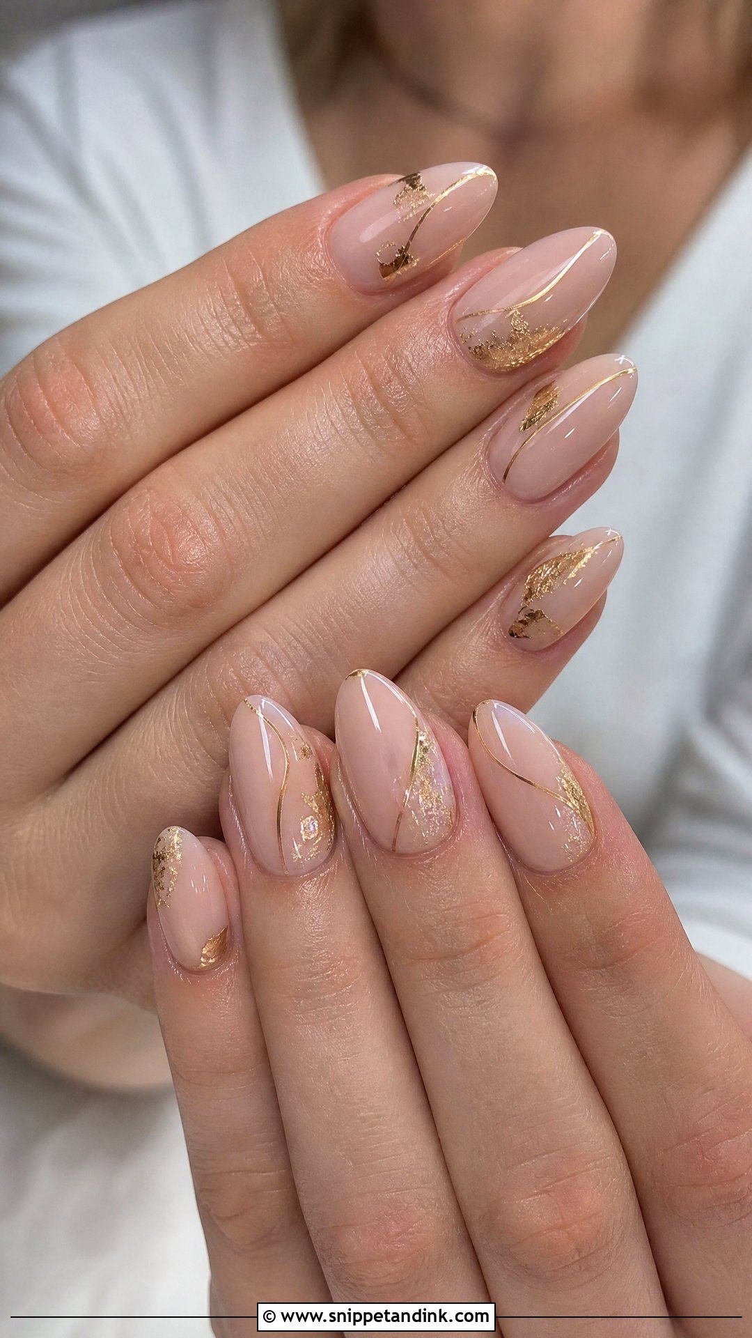 Gold Accent Wedding Nails - Snippet and Ink - 25 Wedding Nail Designs