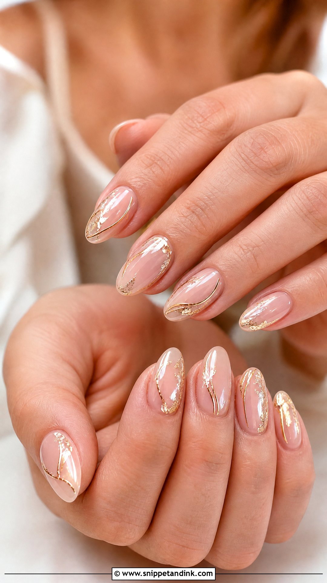 Gold Accent Wedding Nails - Snippet and Ink - 25 Wedding Nails 2024