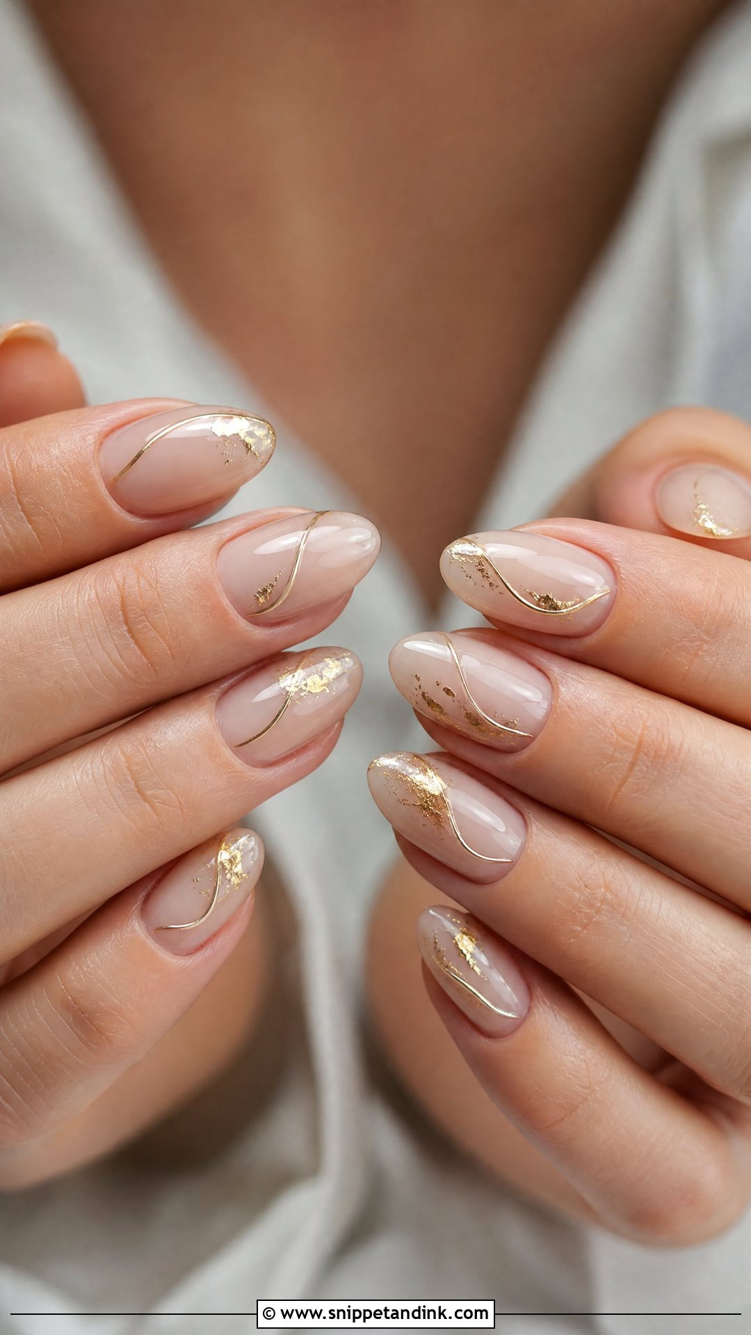 Gold Accent Wedding Nails - Snippet and Ink - 25 Wedding Nails Inspiration
