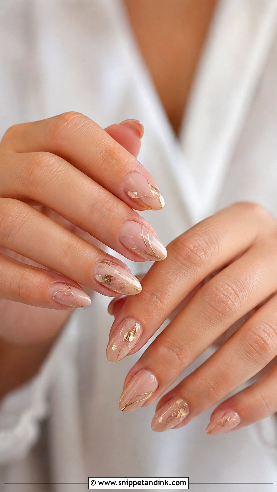 Gold Accent Wedding Nails - Snippet and Ink - 30 Wedding Nail Art Design for Bride Ideas