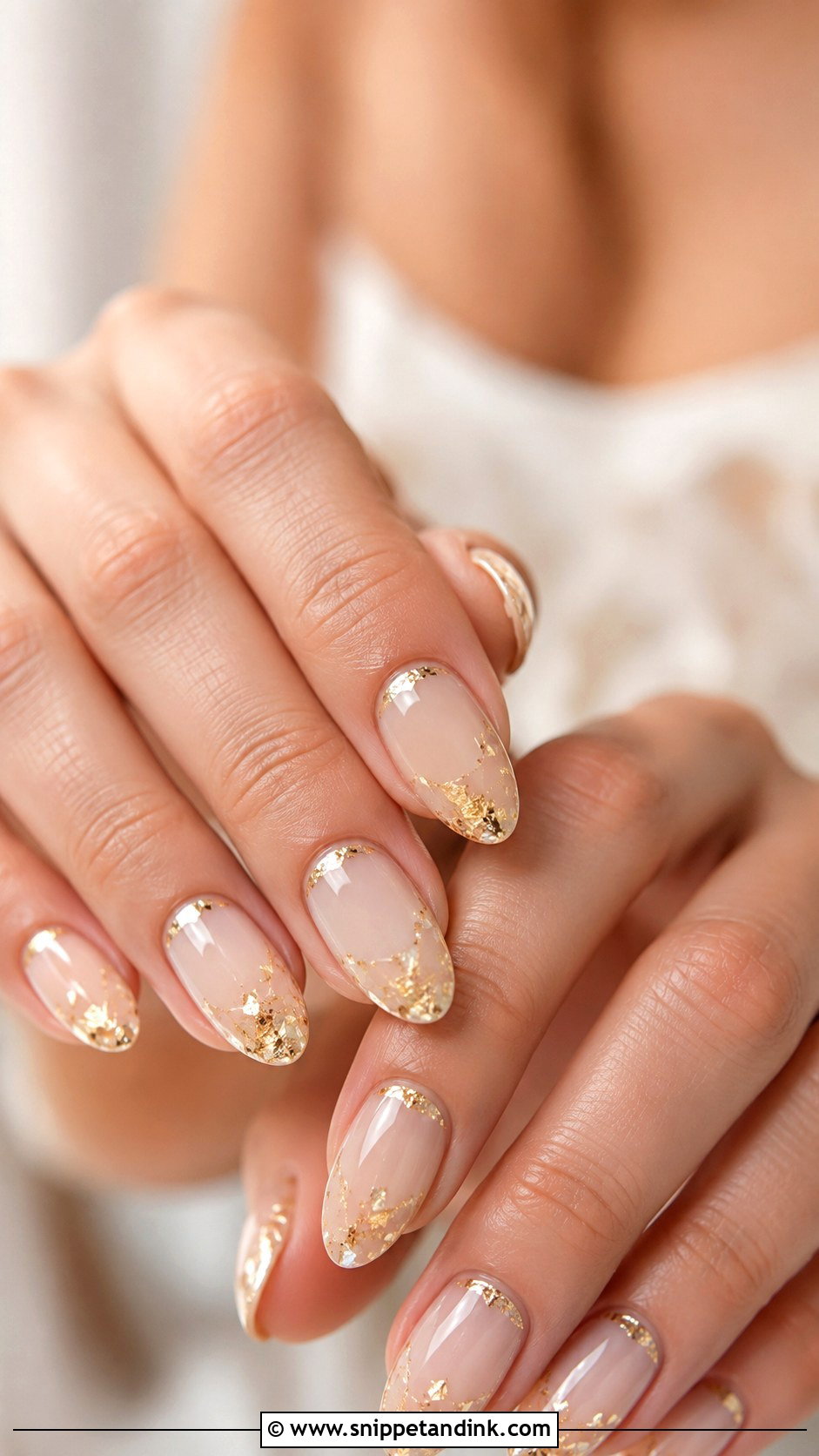 Gold Accent Wedding Nails - Snippet and Ink - 30 Wedding Nail Inspo for Bride Ideas