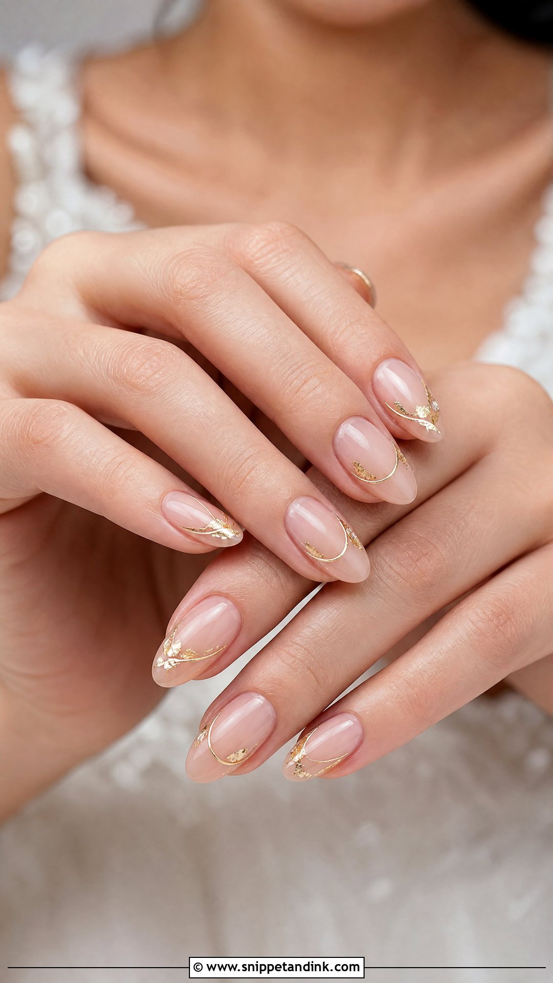 Gold Accent Wedding Nails - Snippet and Ink - 35 Wedding Day Nails