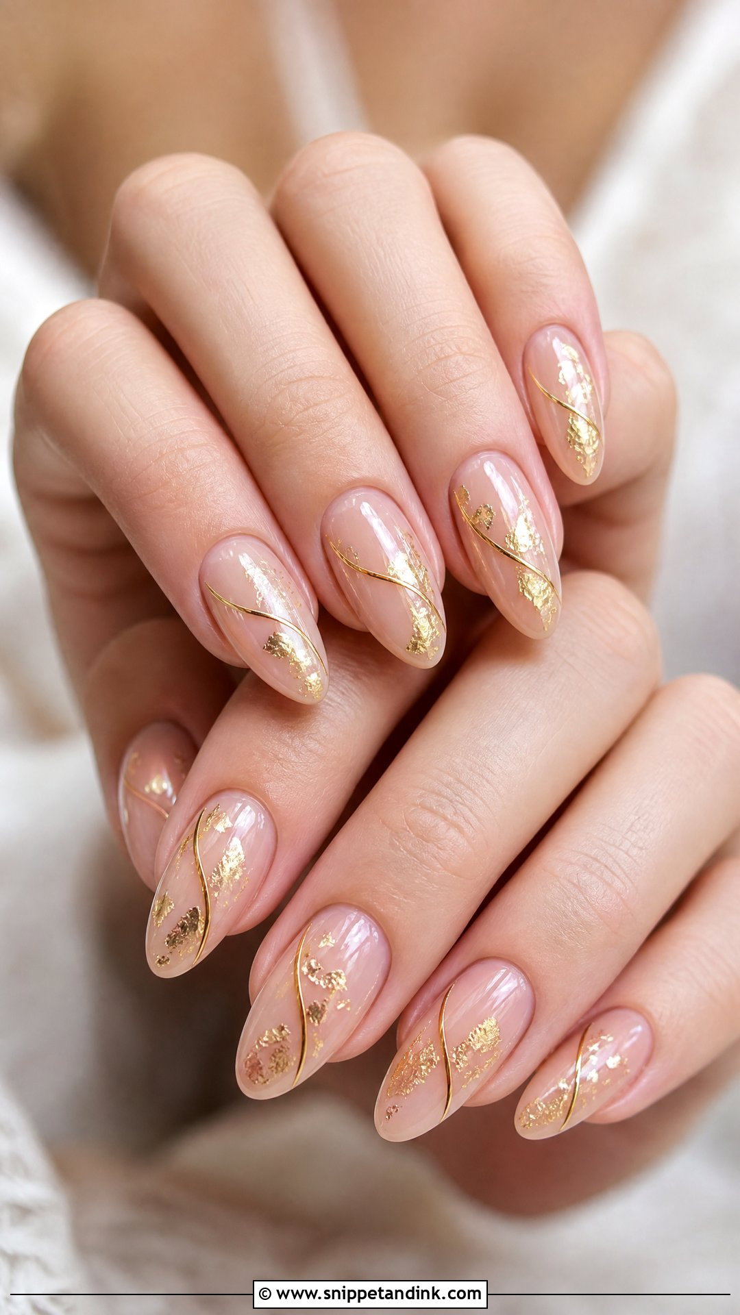 Gold Accent Wedding Nails - Snippet and Ink - 35 Wedding Nails for Bride