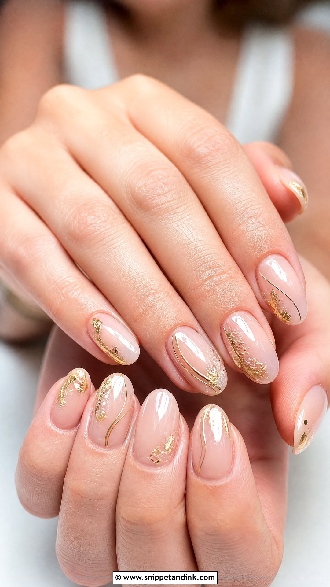 Gold Accent Wedding Nails - Snippet and Ink - 20 Nail Inspo for Wedding Ideas