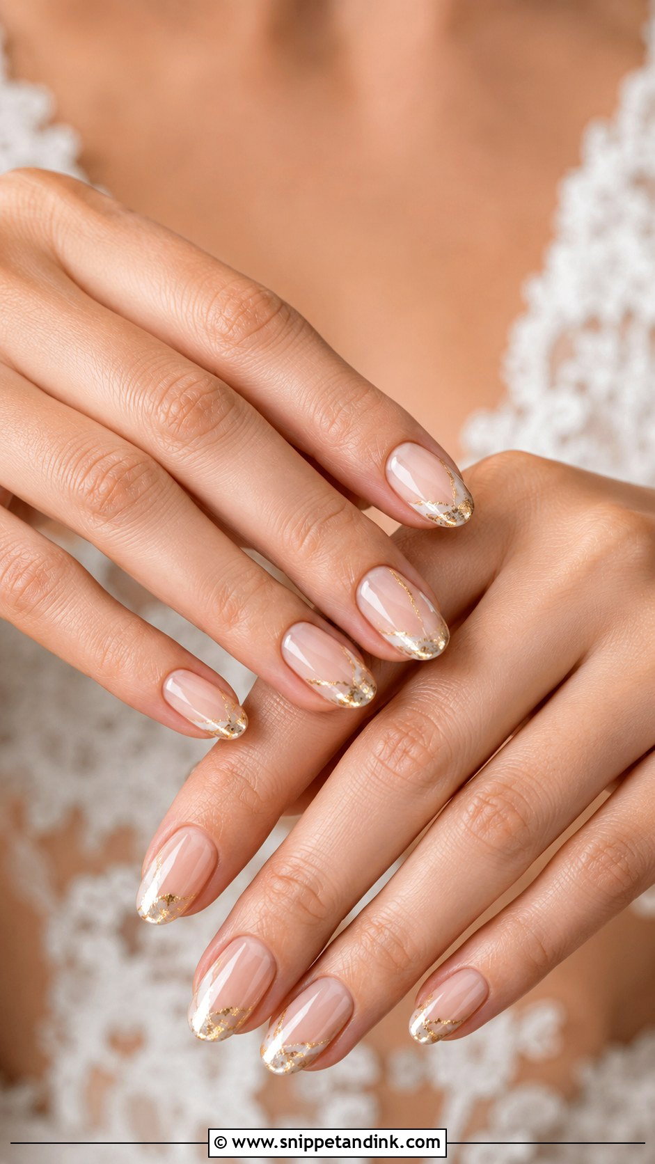 Gold Accent Wedding Nails - Snippet and Ink - 20 Pretty Nails for Wedding