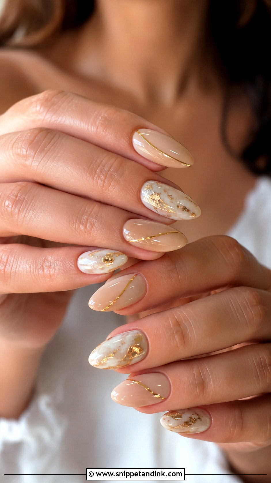 Gold Accent Wedding Nails - Snippet and Ink - 20 Classy Nails for Wedding