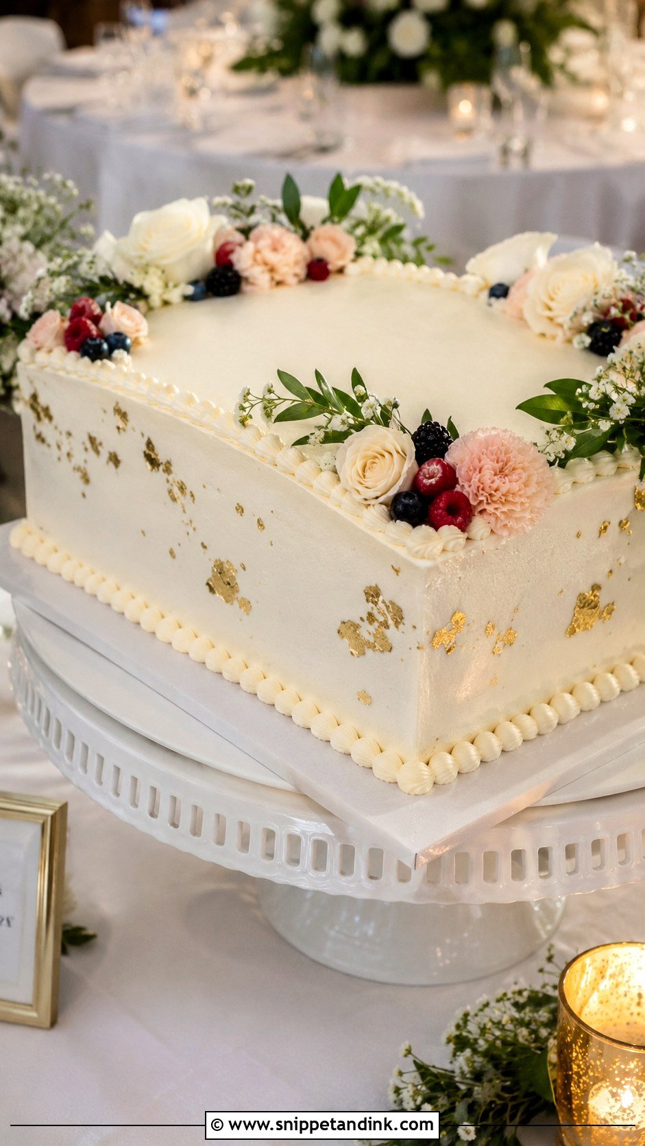 Gold Accent Wedding Sheet Cake - Snippet and Ink - 20 Summer Sheet Cake Designs for Wedding