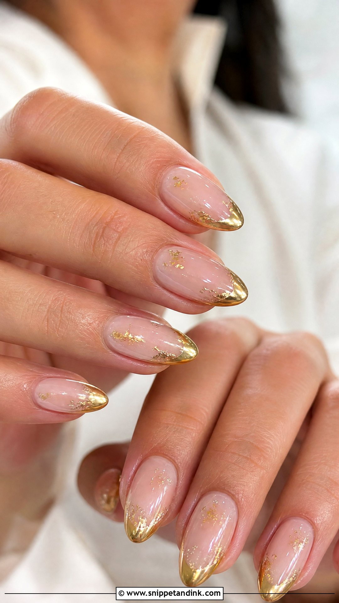 Gold Almond Bride Nails - Snippet and Ink - 25 Elegant Gold Bride Wedding Nails