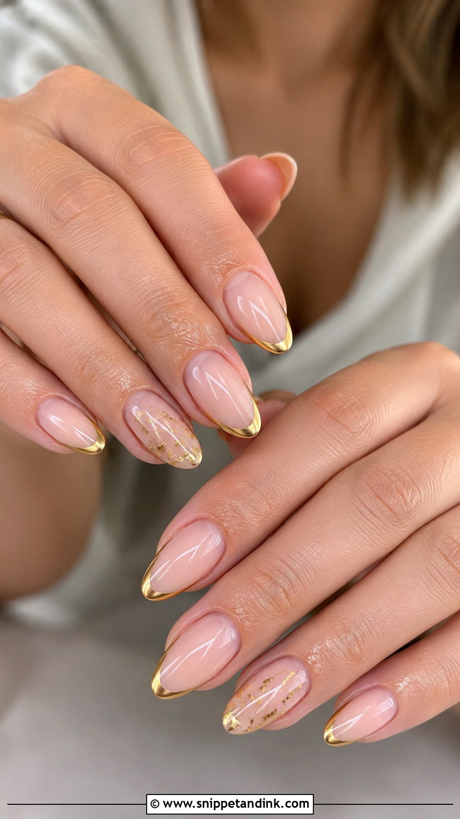 Gold Almond Wedding Nails - Snippet and Ink - 20 Golden Wedding Nails