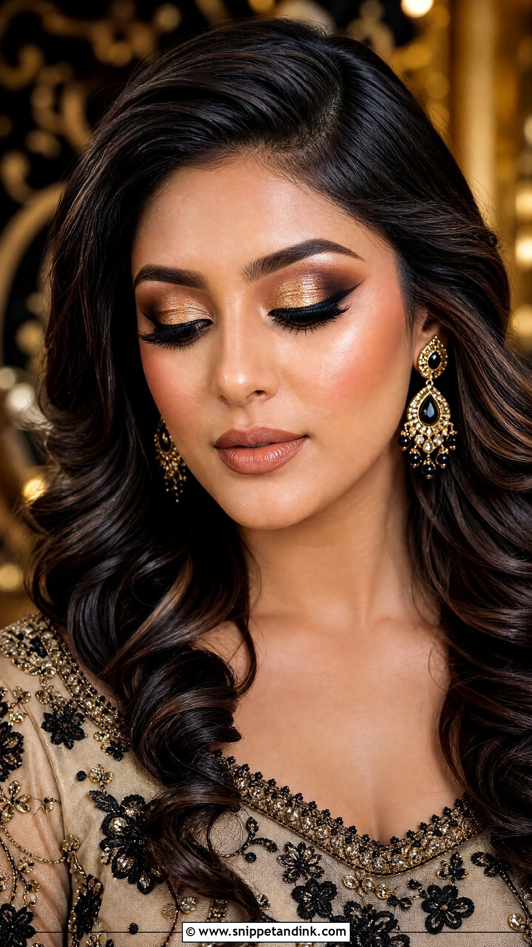Gold And Black Bridal Makeup - Snippet and Ink - 20 Halloween Wedding Makeup Ideas