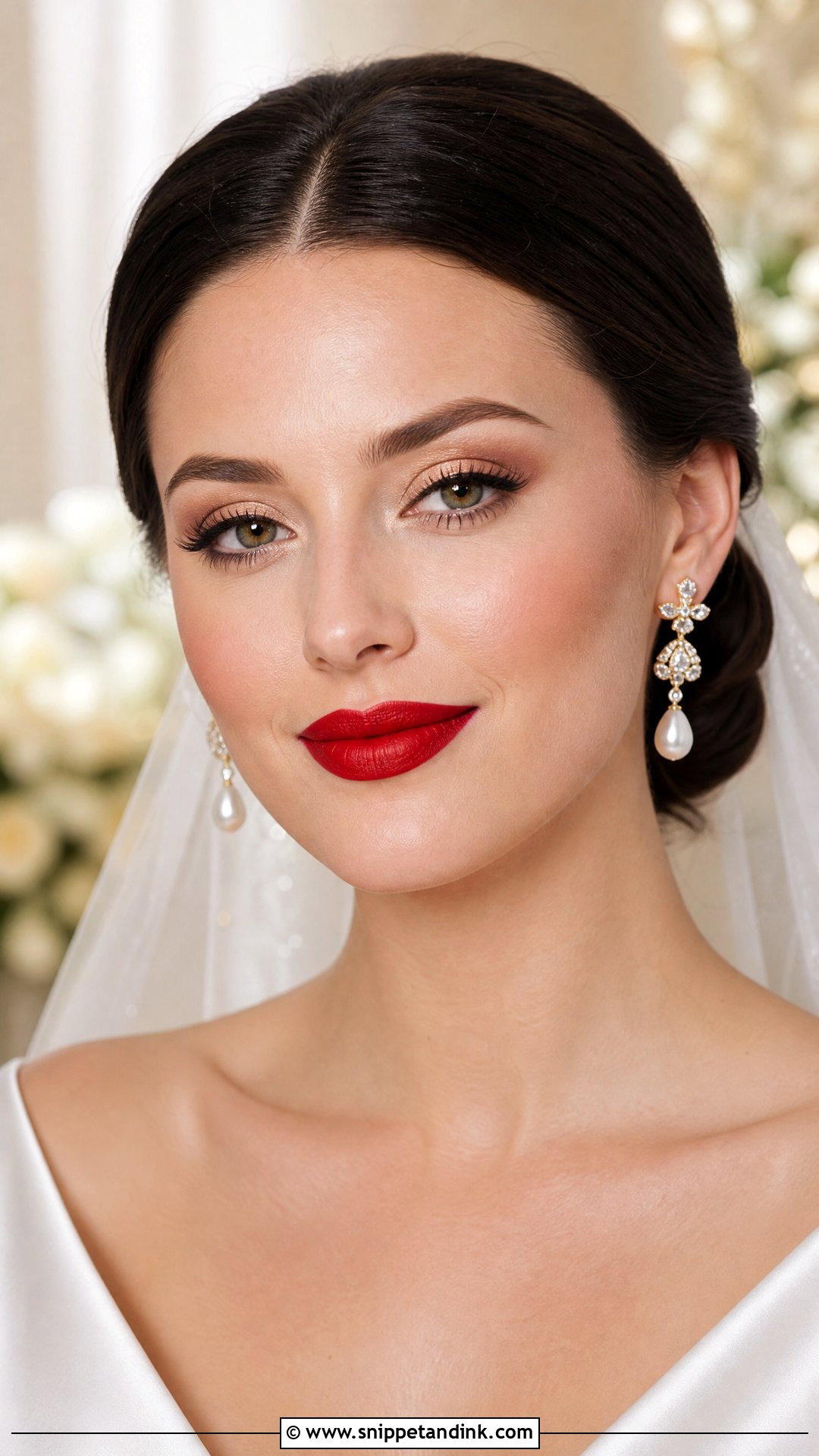 Gold And Red Lip Bridal Makeup - Snippet and Ink - 20 Gold Bridal Makeup Ideas